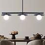 1_Canarm Mierka 33" Wide Modern Matte Black Opal Glass 3-Light Linear Pendant