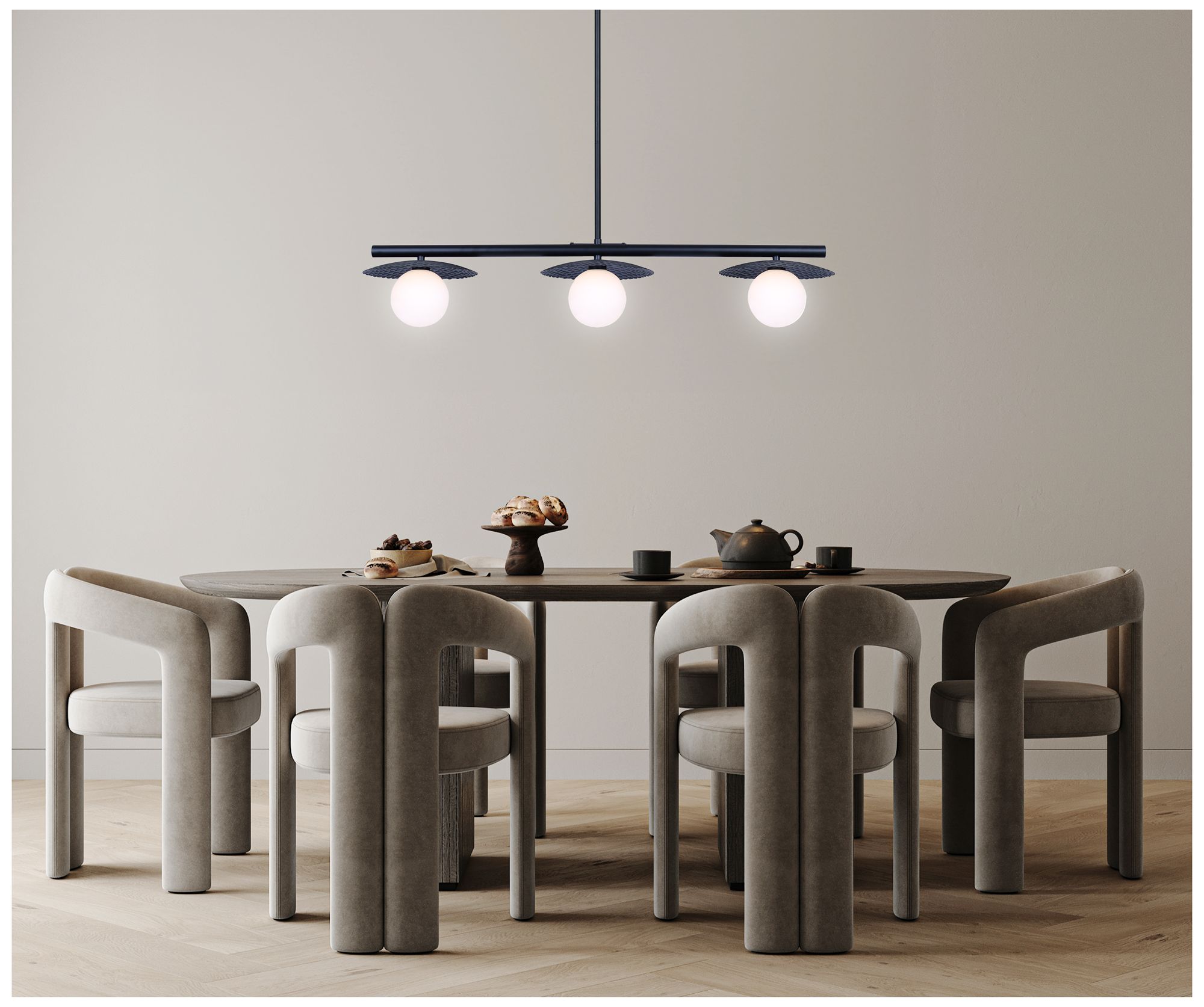 Image 3 Canarm Mierka 33" Wide Modern Matte Black Opal Glass 3-Light Linear Pendant more views