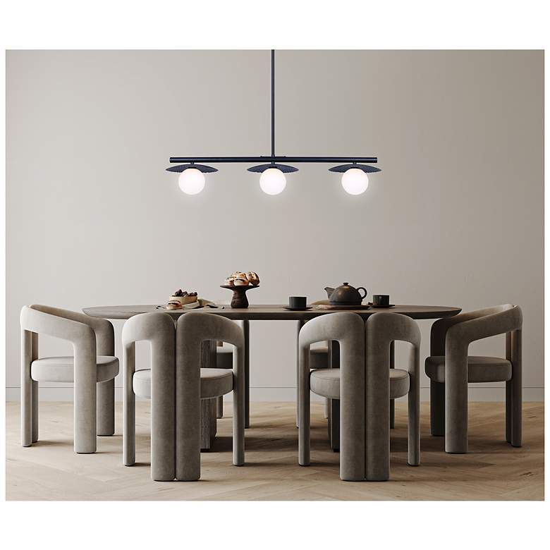 Image 3 Canarm Mierka 33" Wide Modern Matte Black Opal Glass 3-Light Linear Pendant more views