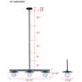 Canarm Mierka 33" Wide Modern Matte Black Opal Glass 3-Light Linear Pendant