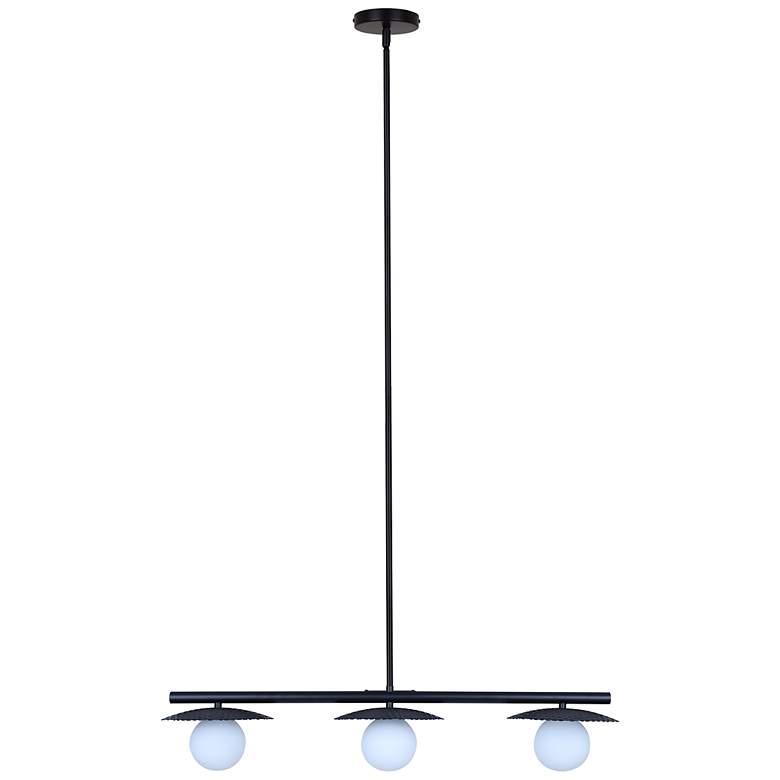 Image 5 Canarm Mierka 33" Wide Modern Matte Black Opal Glass 3-Light Linear Pendant more views