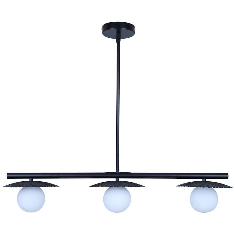 Image 7 Canarm Mierka 33" Wide Modern Matte Black Opal Glass 3-Light Linear Pendant more views
