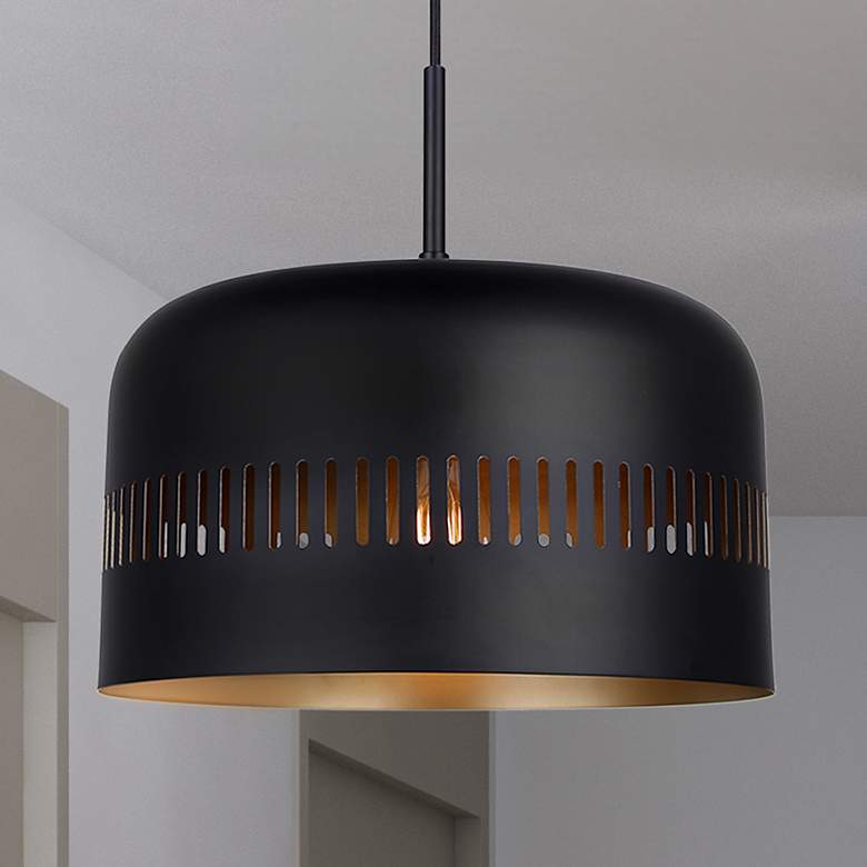 Image 1 Canarm Miles 13" Wide Modern Matte Black Dome Pendant