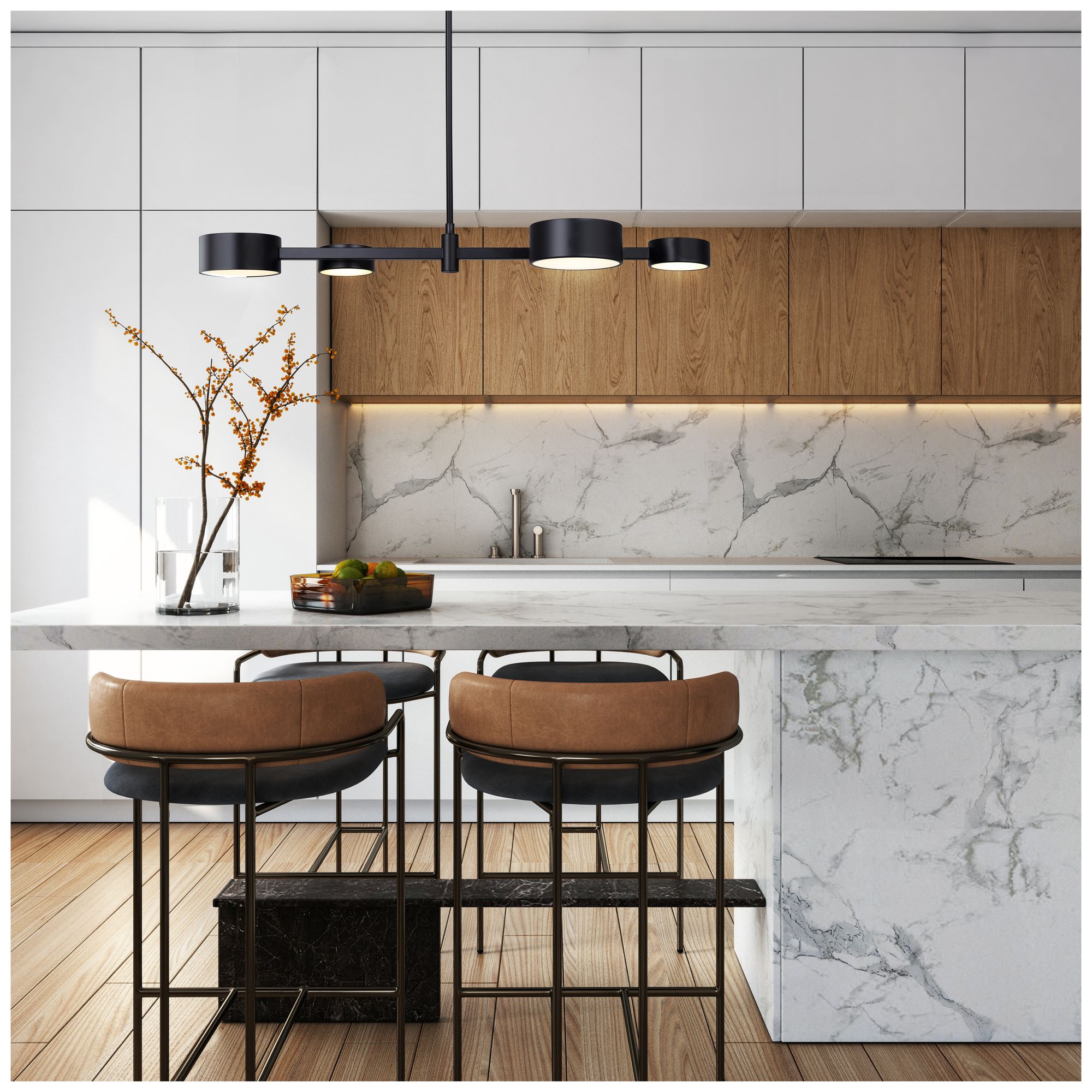 Image 3 Canarm Montgomery 34" Wide Modern Matte Black LED Island Pendant more views