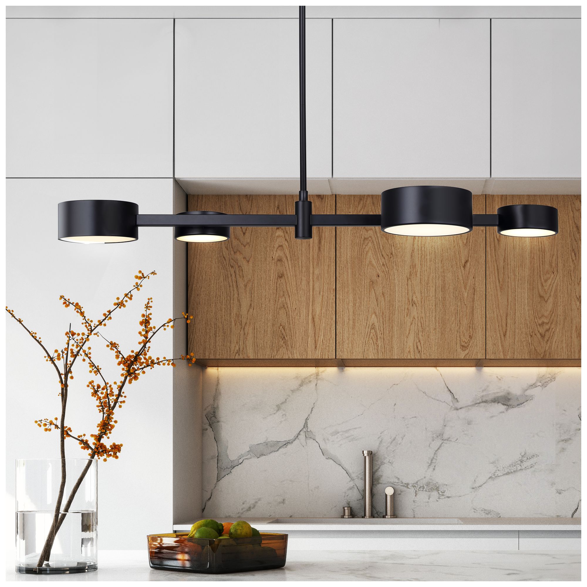 Image 4 Canarm Montgomery 34" Wide Modern Matte Black LED Island Pendant more views