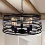 1_Canarm Ryland 22" Wide Modern Matte Black 5-Light Cage Pendant