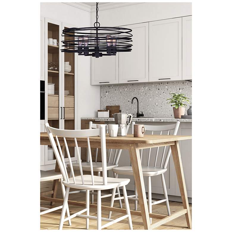 Image 5 Canarm Ryland 22" Wide Modern Matte Black 5-Light Cage Pendant more views