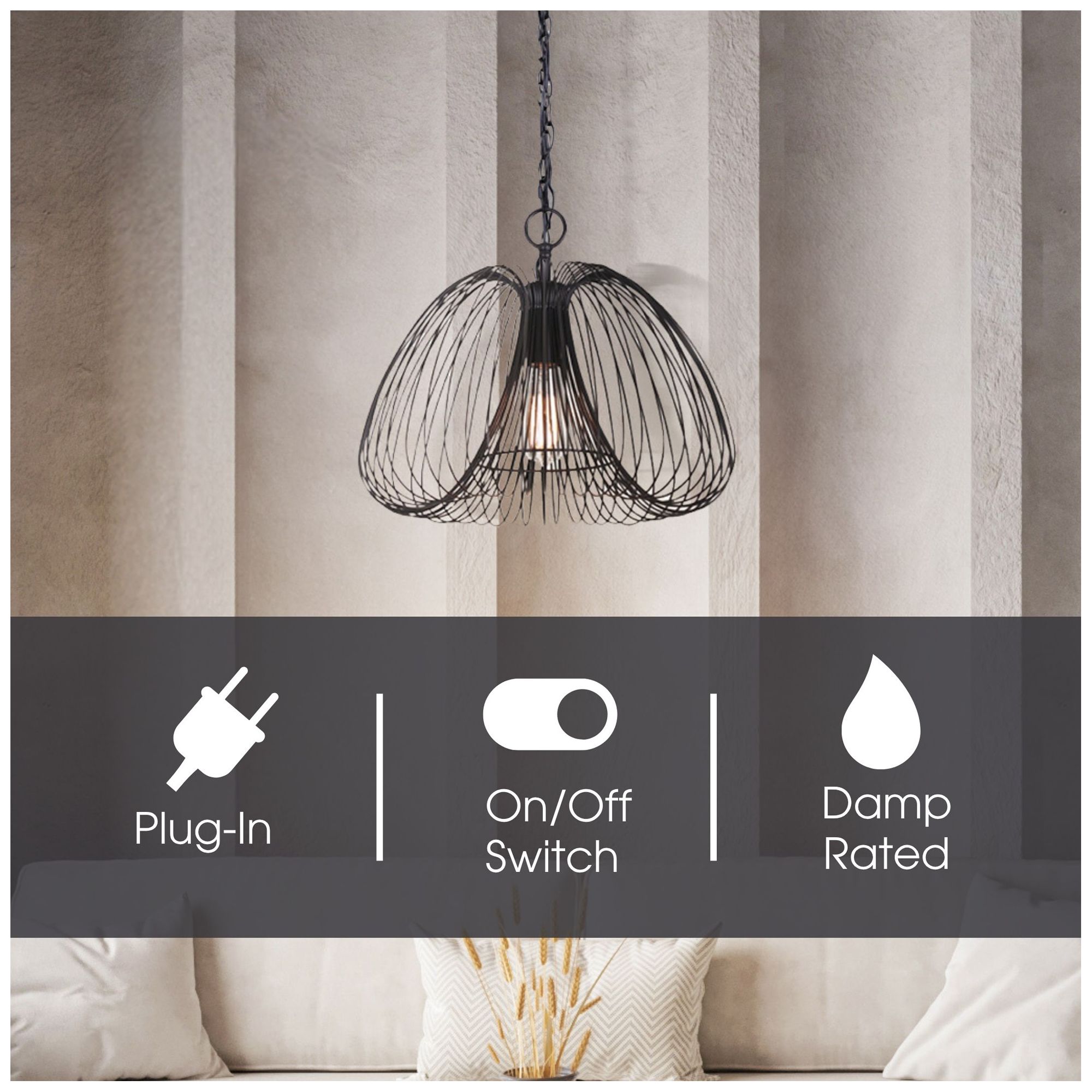 Canarm Stockholm 16" Wide Modern Matte Black Swag Pendant