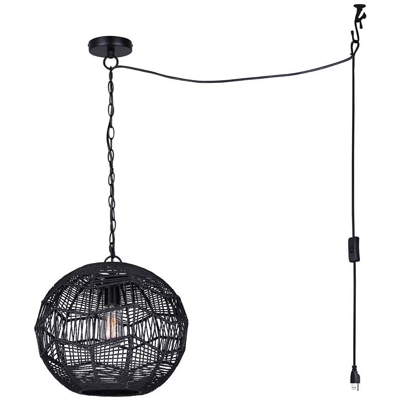 Image 1 Canarm Valence 15" Wide Modern Black String Swag Pendant