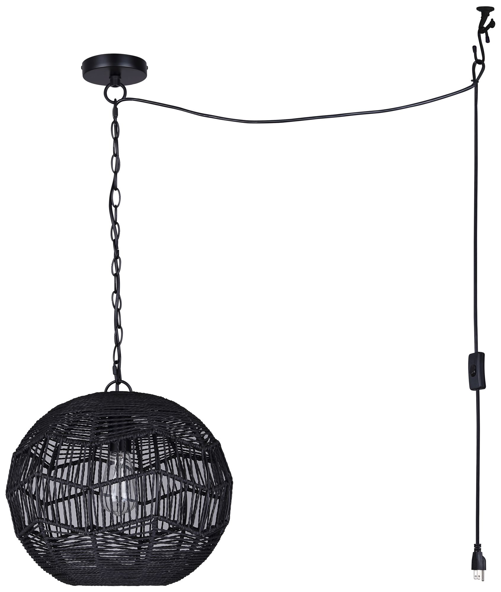 Image 6 Canarm Valence 15" Wide Modern Black String Swag Pendant more views