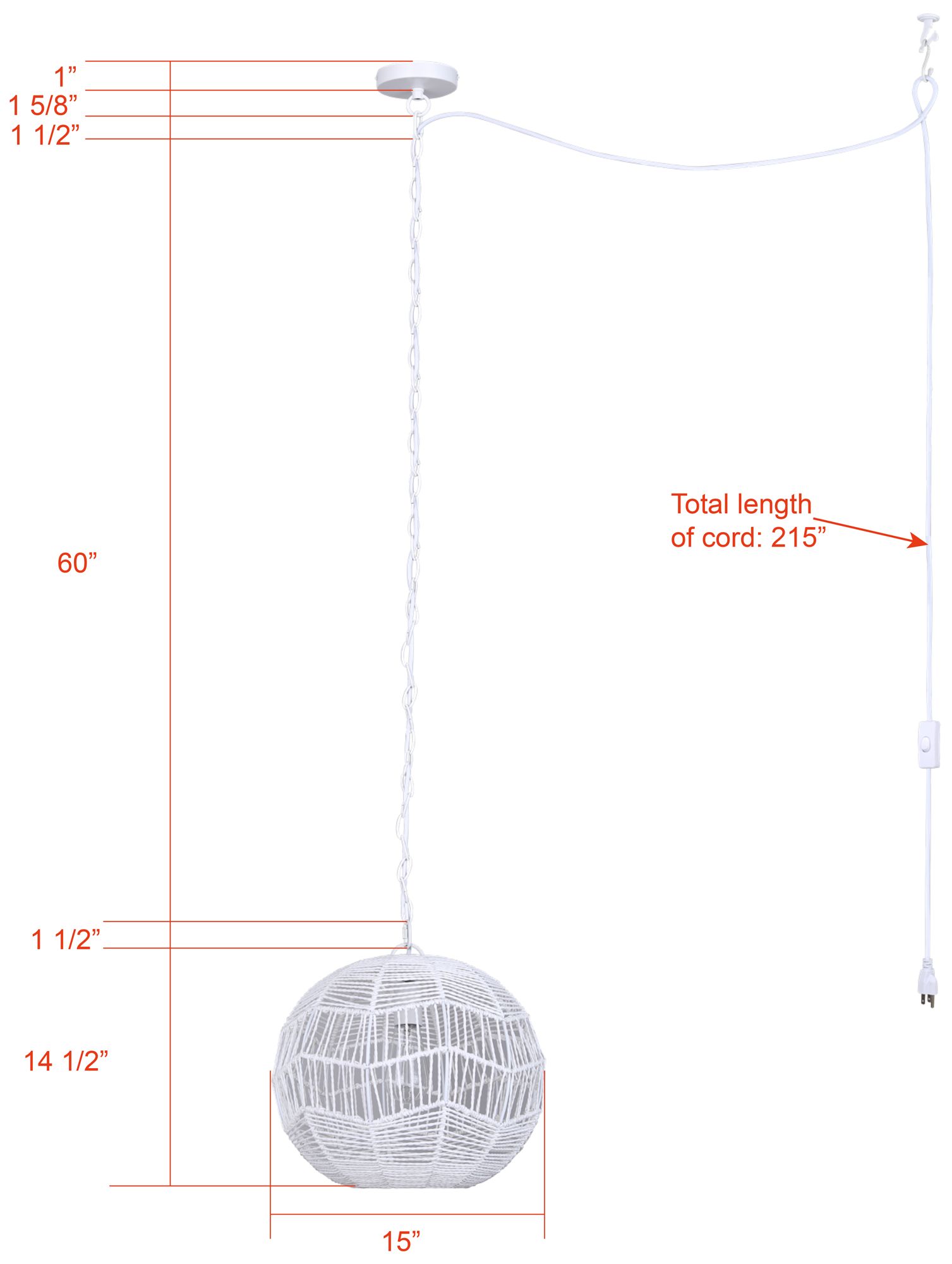 Canarm Valence 15" Wide Modern White String Swag Pendant