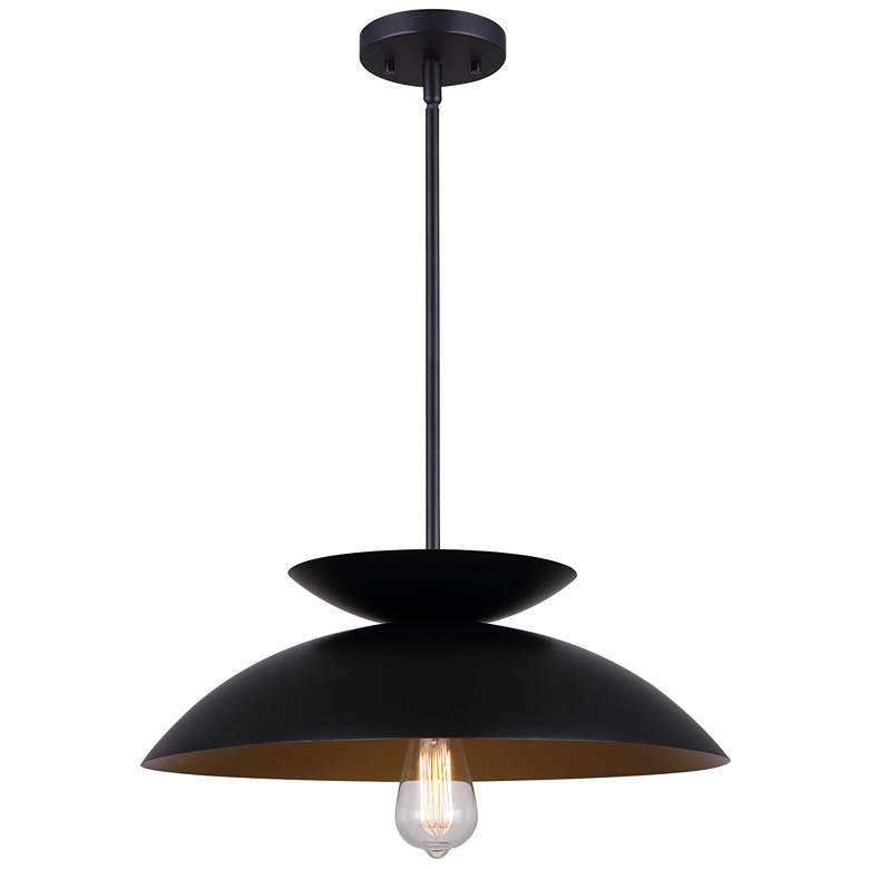 Image 1 Canarm Ziva 18" Wide Modern Matte Black Dome Pendant