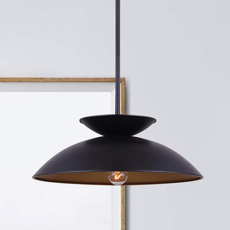 Image 1 Canarm Ziva 18" Wide Modern Matte Black Dome Pendant