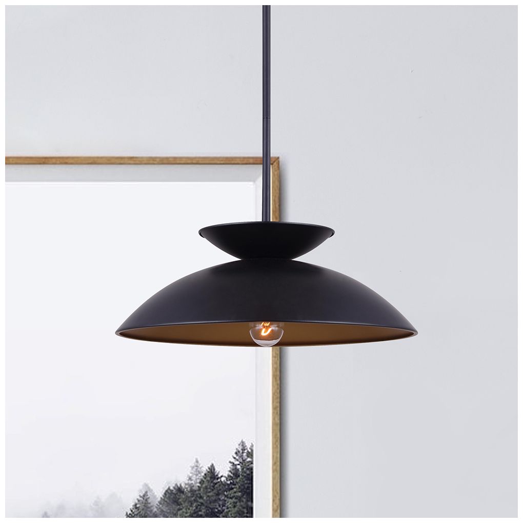 Image 5 Canarm Ziva 18" Wide Modern Matte Black Dome Pendant more views