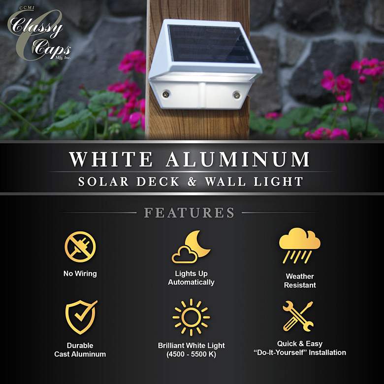 Image 6 Canarsie 3 1/2 inch Wide White Outdoor Solar LED Deck Light more views
