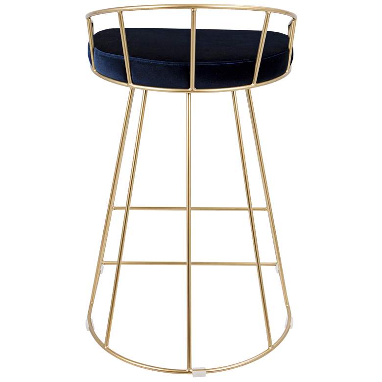 Canary 26&quot; Blue Velvet and Gold Modern Counter Stools Set of 2 more views