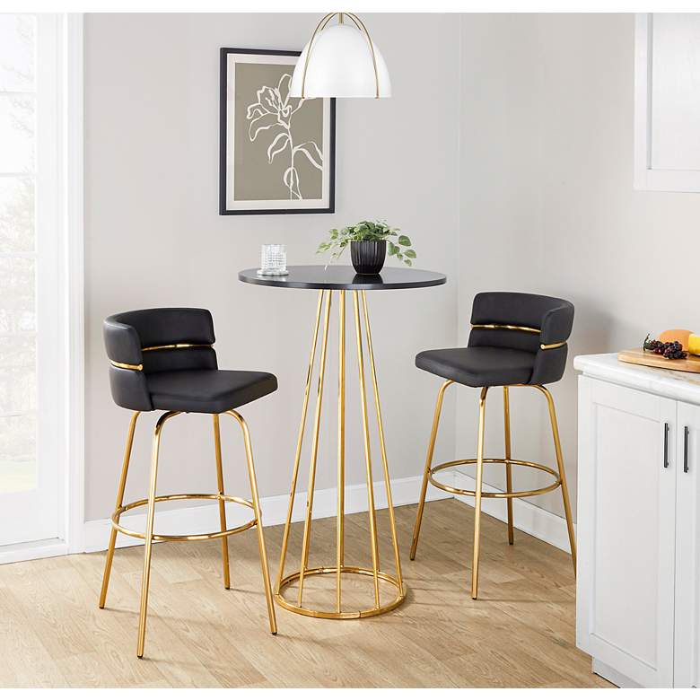 Image 6 Canary Bar Table in Gold Metal and Black Wood by LumiSource more views