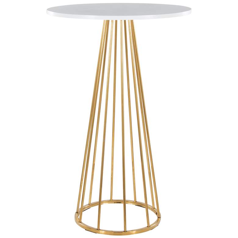 Image 1 Canary Bar Table in Gold Metal and White Wood by LumiSource