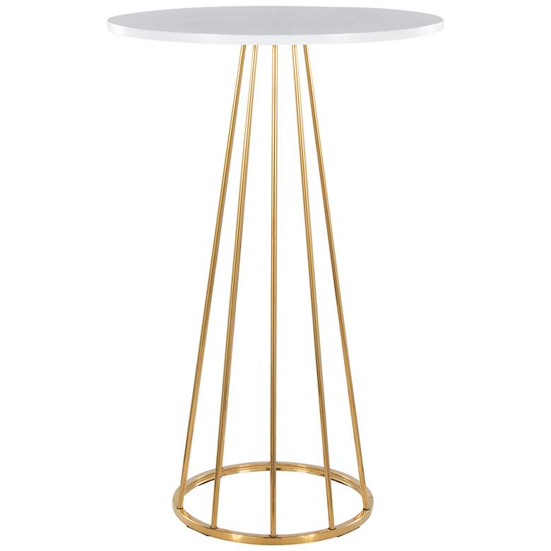 Image 2 Canary Bar Table in Gold Metal and White Wood by LumiSource more views