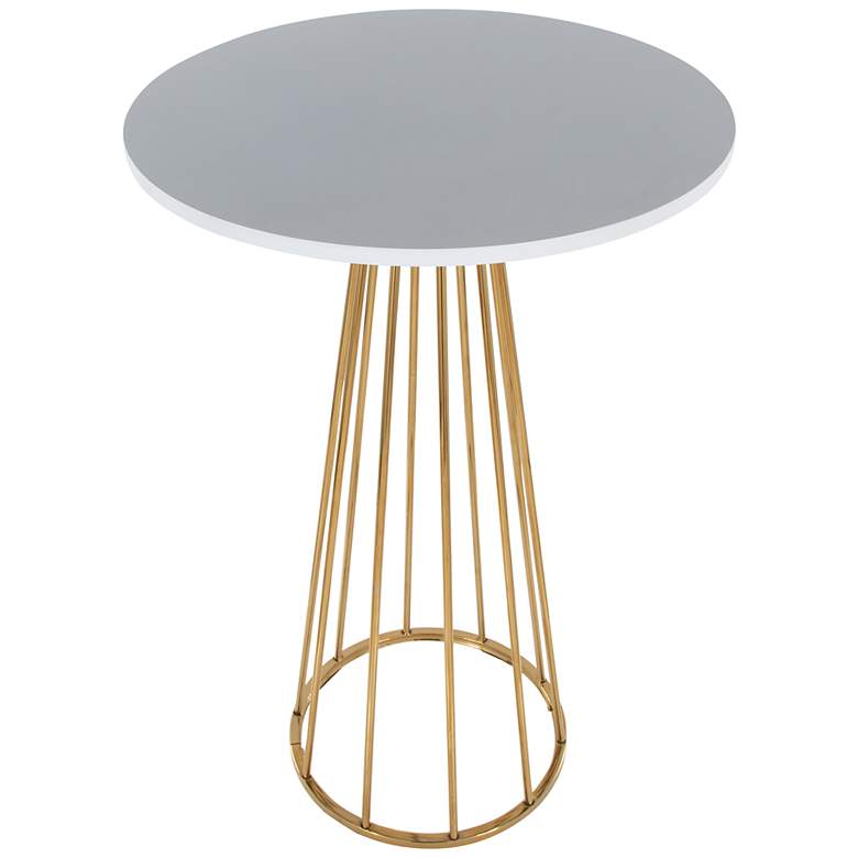 Image 3 Canary Bar Table in Gold Metal and White Wood by LumiSource more views