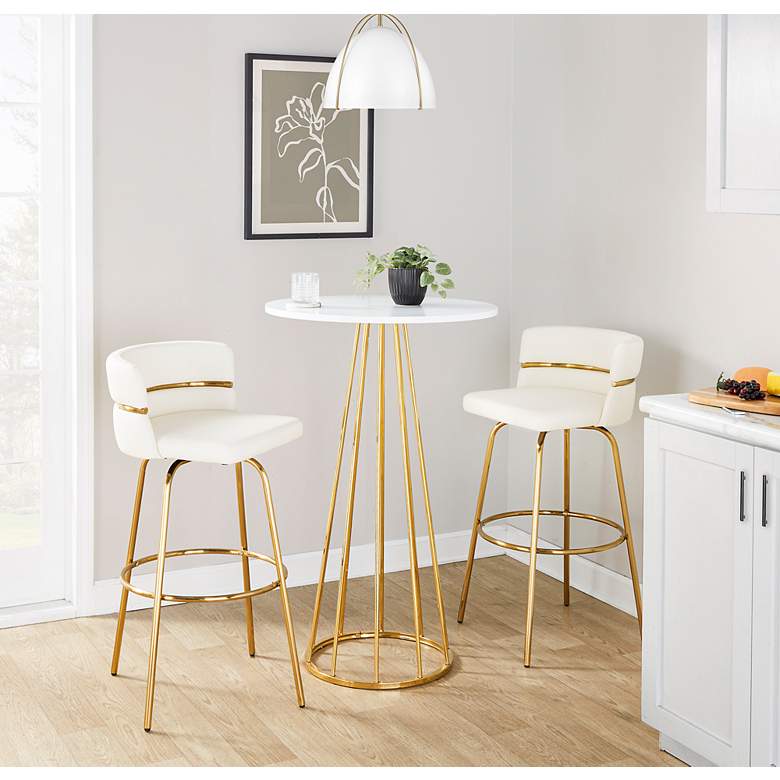 Image 6 Canary Bar Table in Gold Metal and White Wood by LumiSource more views