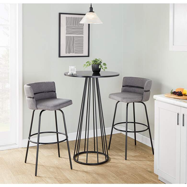 Image 5 Canary Contemporary Bar Table in Black Metal and Black Wood by LumiSource more views