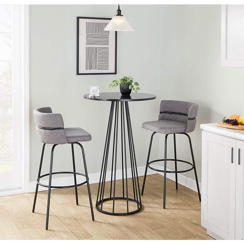 Image 6 Canary Contemporary Bar Table in Black Metal and Black Wood by LumiSource more views