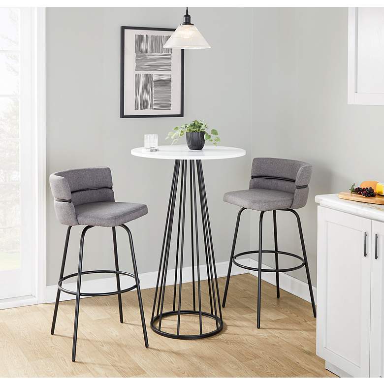 Image 6 Canary Contemporary Bar Table in Black Metal and White Wood by LumiSource more views