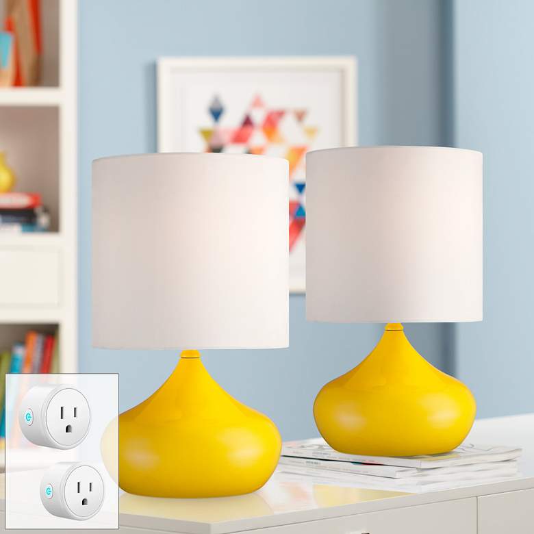 Canary Yellow Droplet Accent Lamp Set of 2 w/ WiFi Smart Sockets