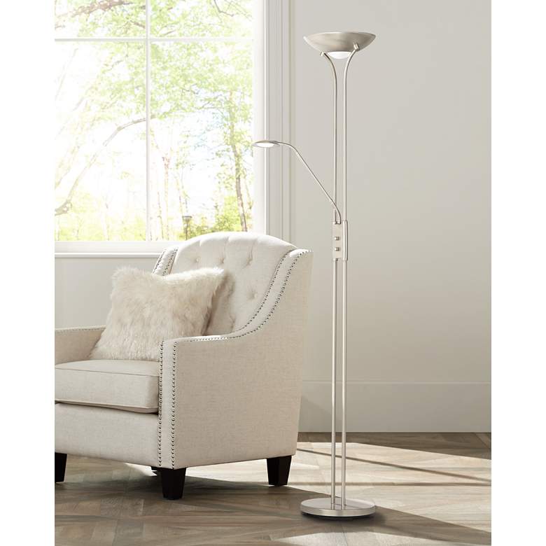 Canby LED Modern Torchiere Floor Lamp with Adjustable Side Reading Light