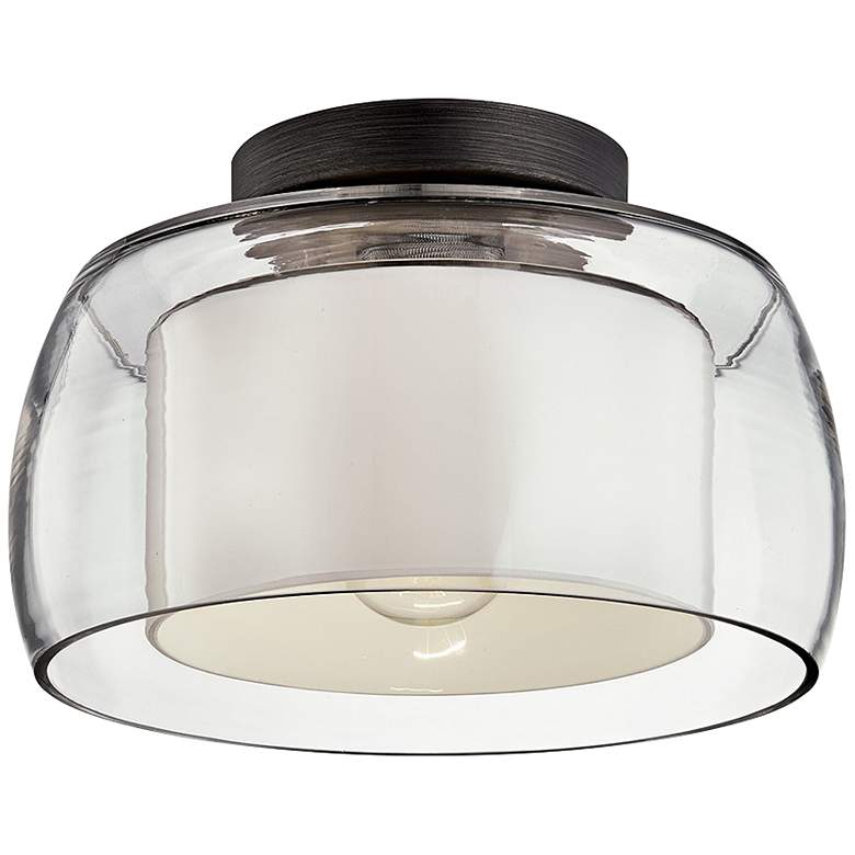 Image 1 Candace 12 1/2 inch Wide Graphite Drum Ceiling Light