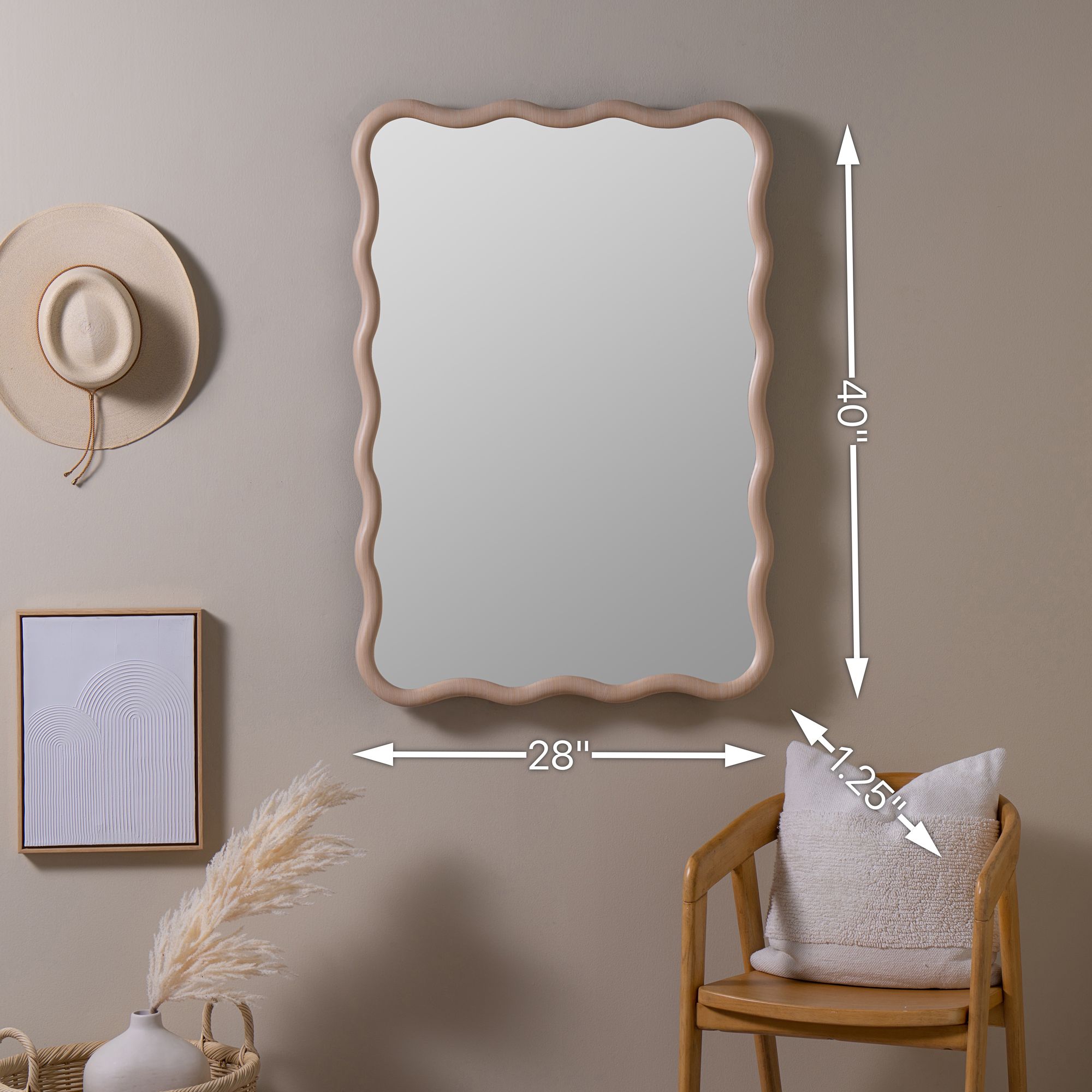 Candace 28" x 40" Maple Wood Wall Mirror