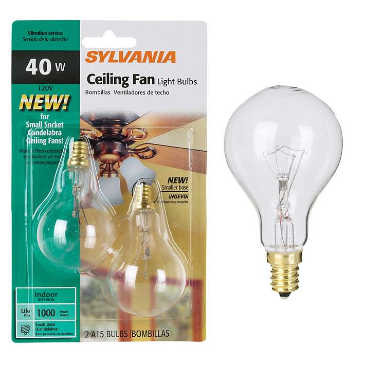 40w A15 Medium Base Reveal Ceiling Fan Light Bulb 2PK - 40A15/CF