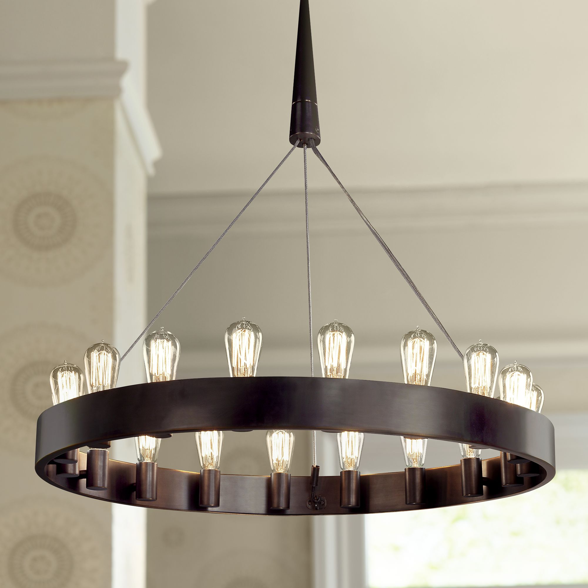 large wagon wheel chandelier