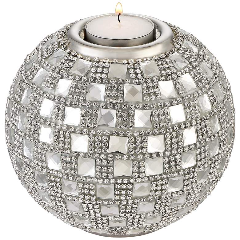 Image 2 Candelo 4 1/4 inch High Crystal Beaded Tealight Candle Holder