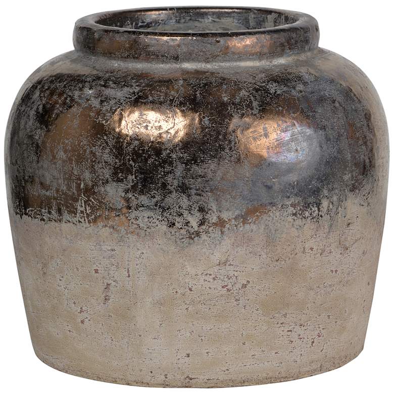 Image 1 Candia Sienna Brown 13 1/4" Wide Ceramic Decorative Vase