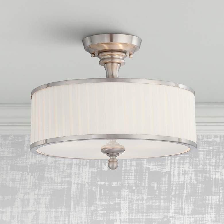 Image 1 Candice 15 inch Wide Brushed Nickel Drum Ceiling Light