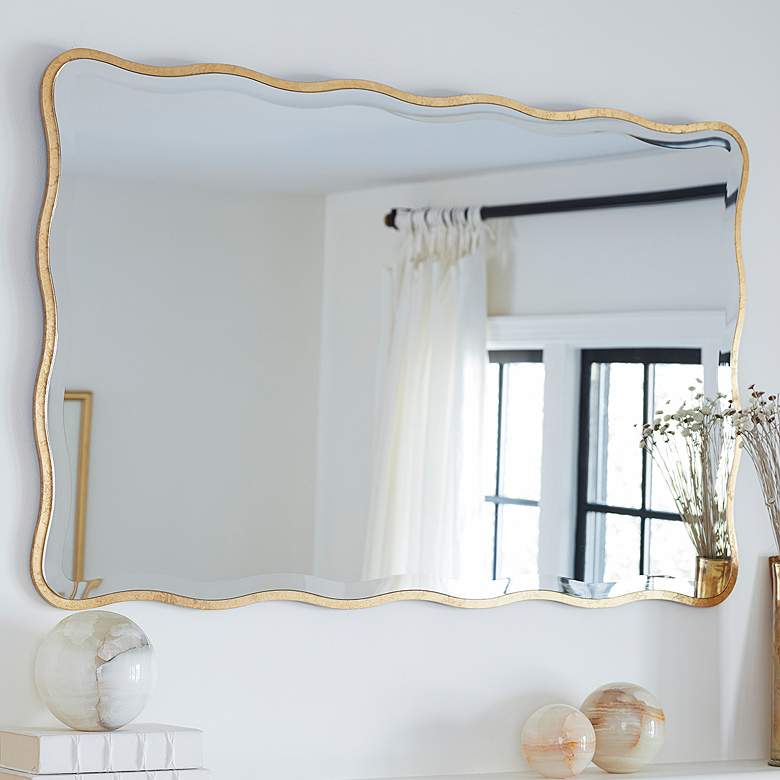 Image 1 Candice Gold Leaf 28 inch x 44 inch Rectangular Wall Mirror