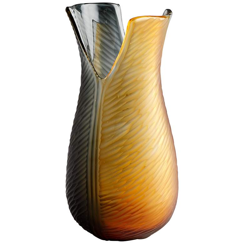 Image 1 Candice Medium 13 inch High Amber and Smoke Glass Vase