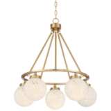 Candide 28&quot;W Warm Gold and Glass Globe 5-Light Chandelier