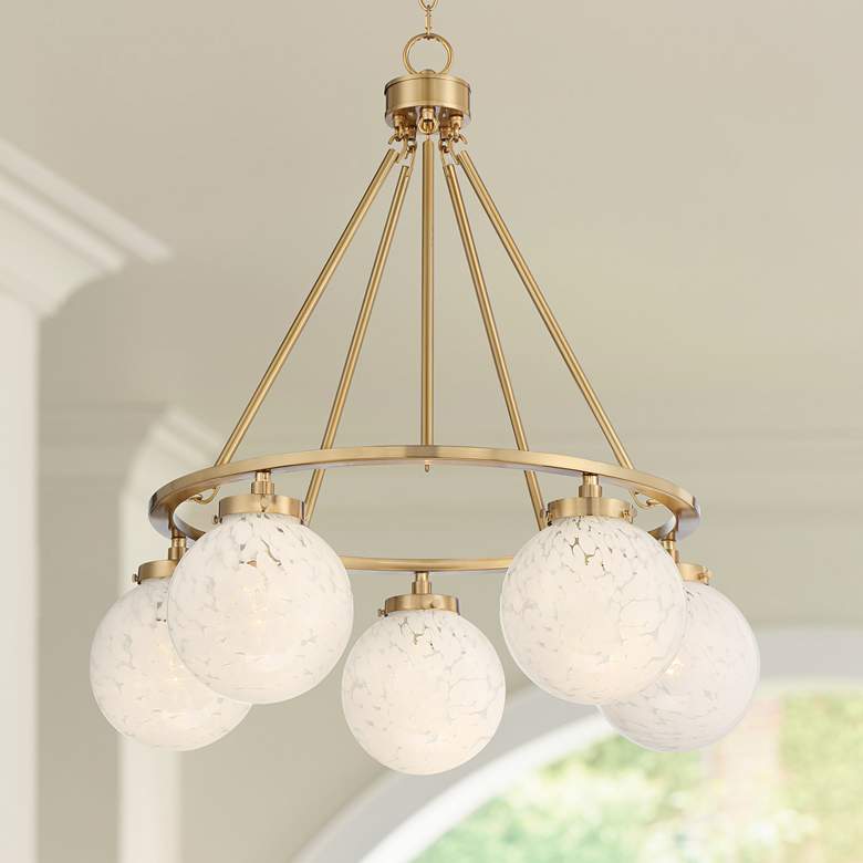 Image 1 Candide 28 inchW Warm Gold and Glass Globe 5-Light Chandelier