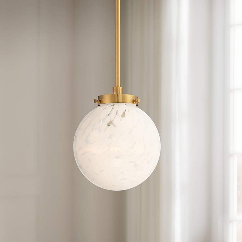 Candide 7&quot; Wide Gold and Crackle Glass Globe Modern Mini-Pendant Light