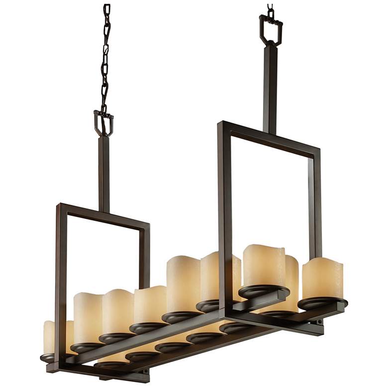 Image 1 CandleAria Dakota 14-Light Bridge Chandelier- Dark Bronze