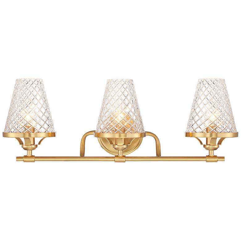 Image 1 Candler 3-Light Bathroom Vanity Light in Warm Brass