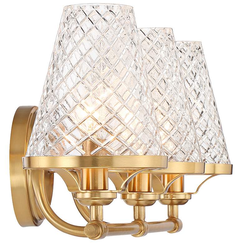 Image 3 Candler 3-Light Bathroom Vanity Light in Warm Brass more views