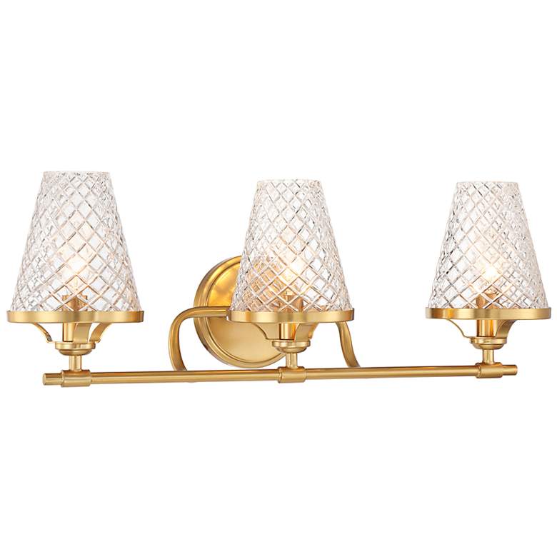 Image 4 Candler 3-Light Bathroom Vanity Light in Warm Brass more views