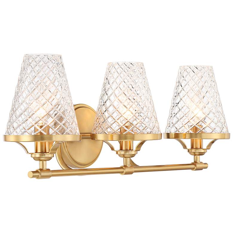 Image 5 Candler 3-Light Bathroom Vanity Light in Warm Brass more views