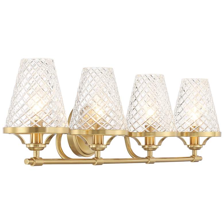 Image 4 Candler 4-Light Bathroom Vanity Light in Warm Brass more views
