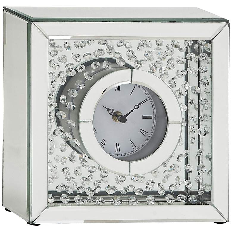 Image 1 Cando Clear Mirror Glass 10 inch Square Table Clock