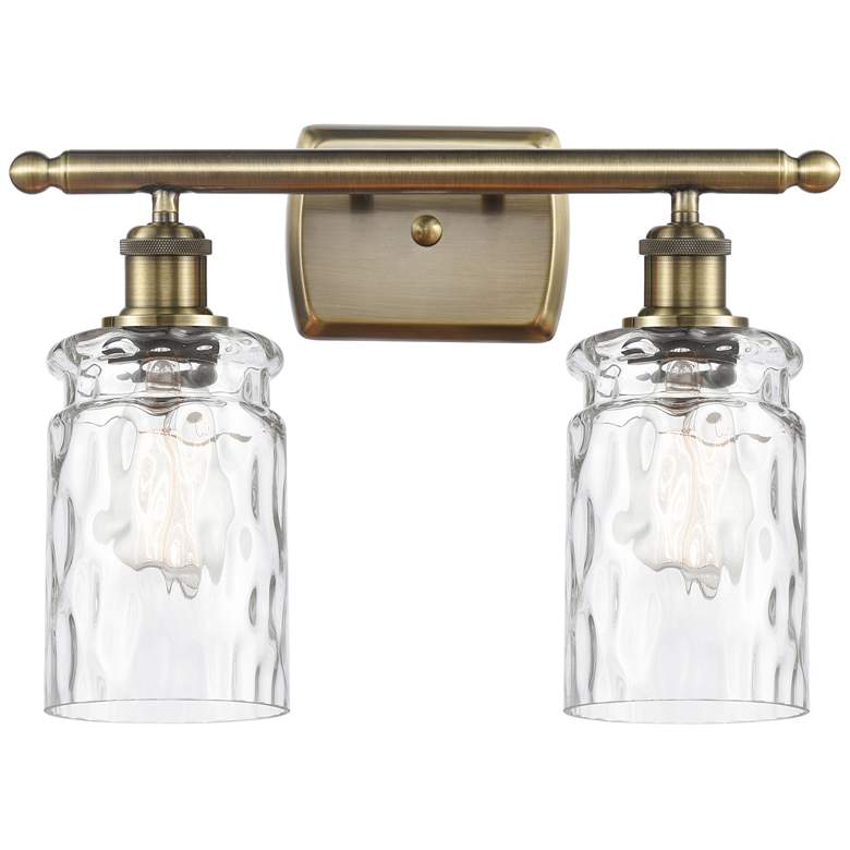 Image 1 Candor 16" 2-Light Antique Brass Bath Light w/ Clear Waterglass Shade